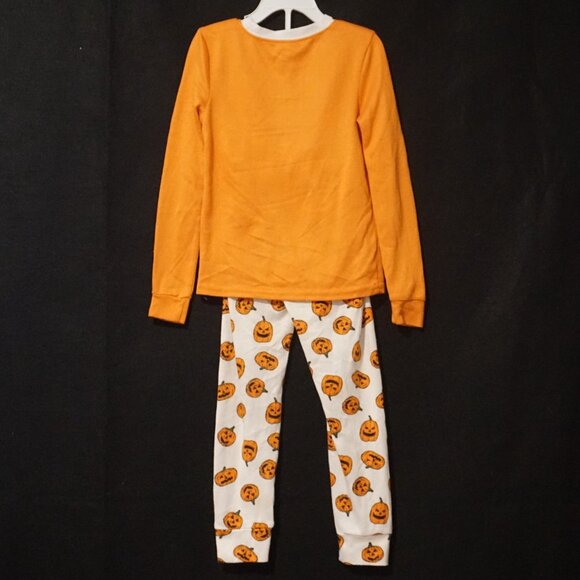 Rae Dunn 2 Piece Pajama Set Orange Trick or Treat Halloween Kids Size 5 - Picture 3 of 6